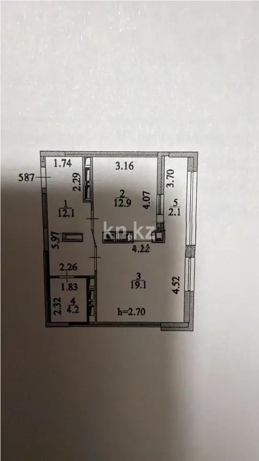 Продажа 1-комнатной квартиры, 50.4 м² в Астане