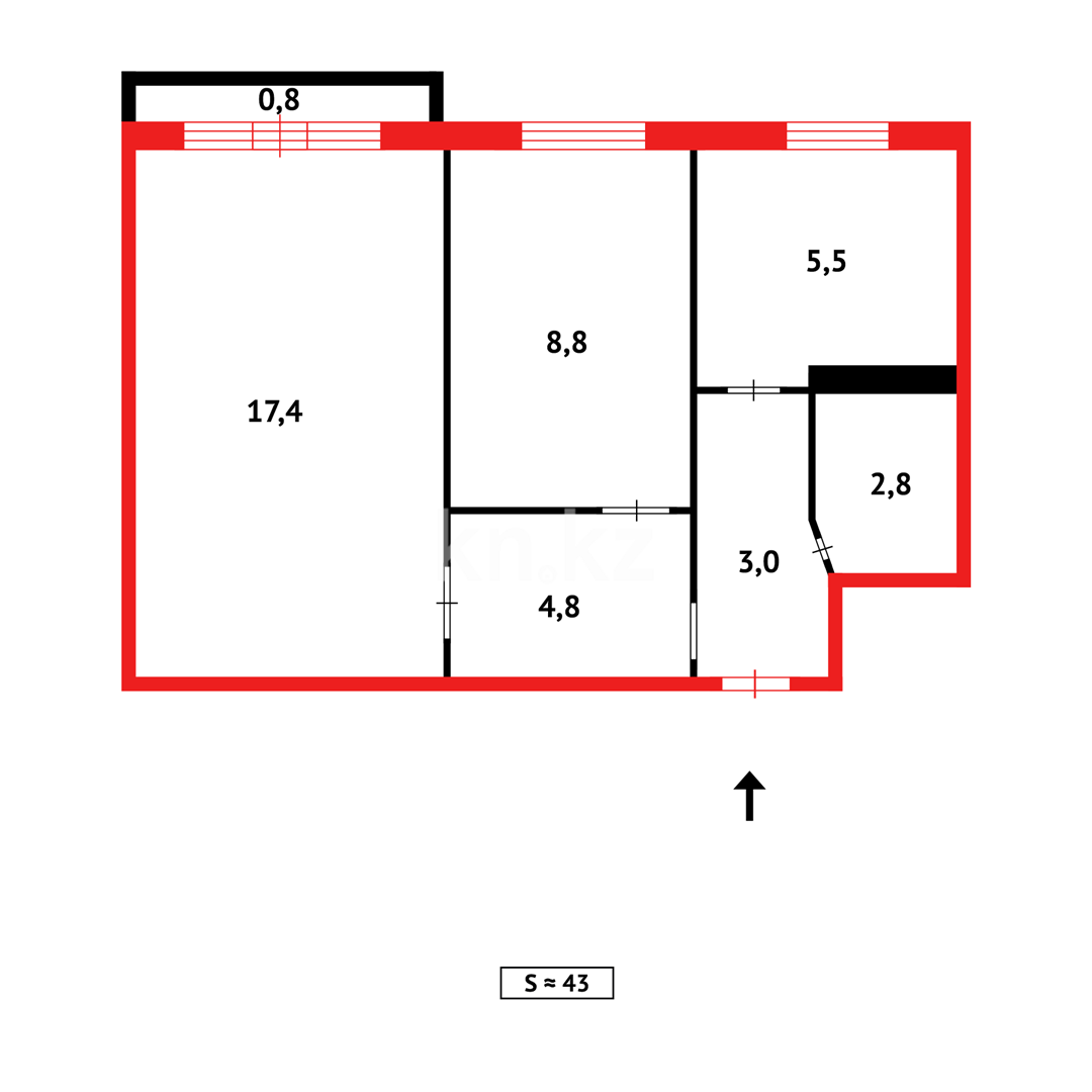 Продажа 2-комнатной квартиры, 42 м² в Темиртау - фото 13