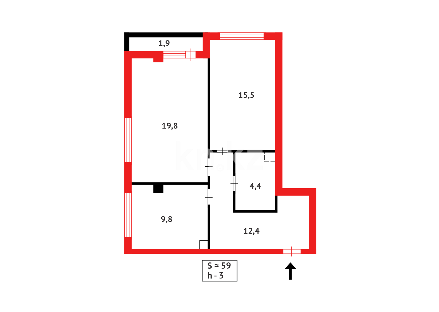 Продажа 2-комнатной квартиры, 59.3 м² в Астане - фото 9