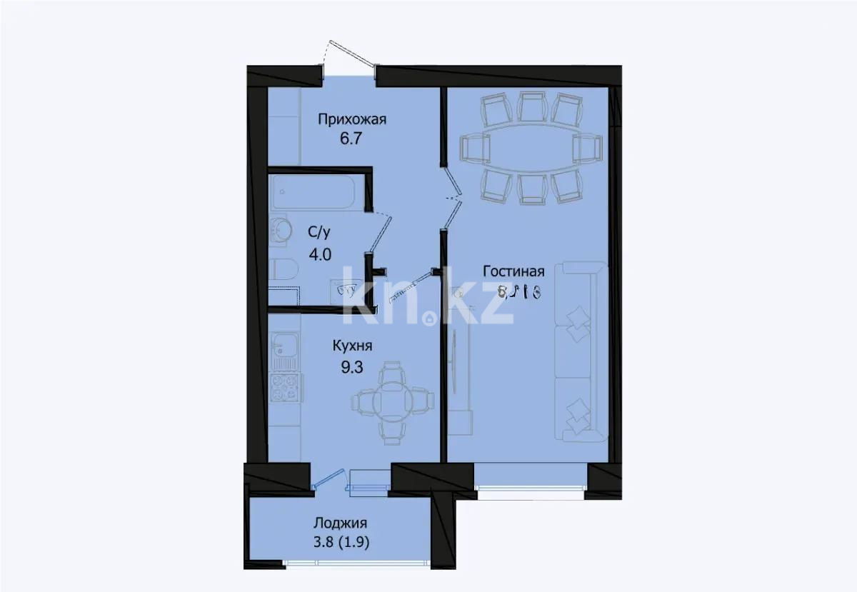 Продажа 1-комнатной квартиры, 42.2 м² в Астане