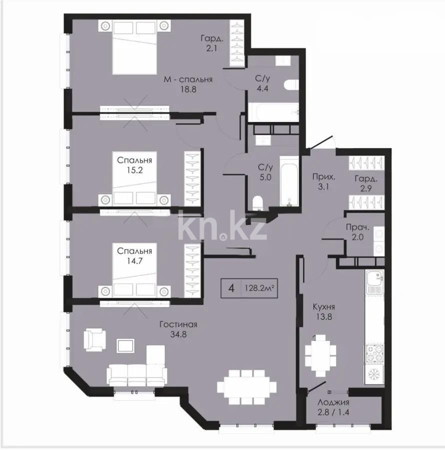 Продажа 4-комнатной квартиры, 130 м² в Астане - фото 5
