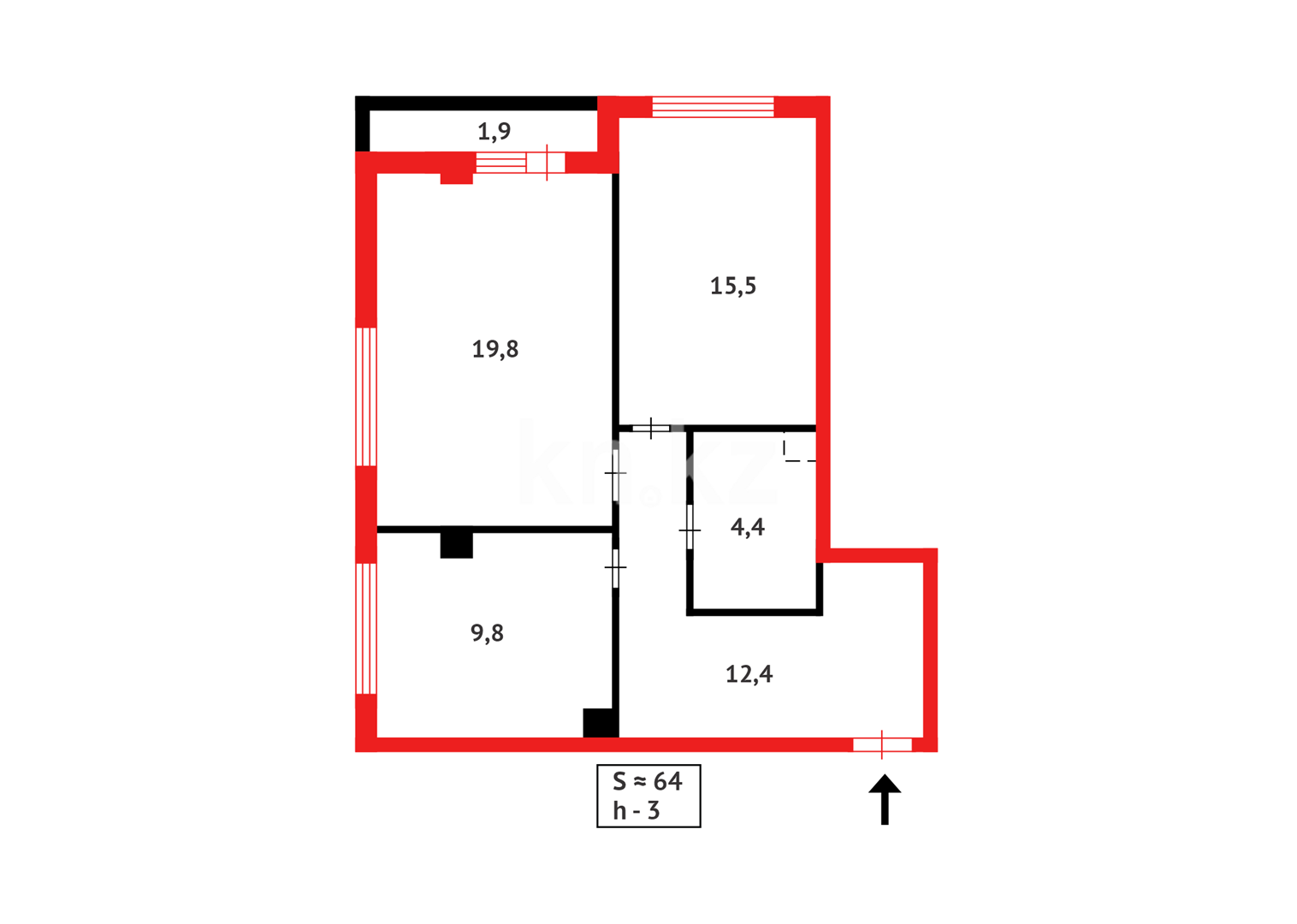 Продажа 2-комнатной квартиры, 61.5 м² в Астане - фото 10