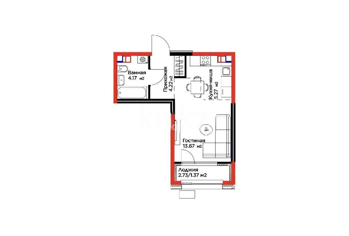 Продажа 1-комнатной квартиры, 28.7 м² в Алматы