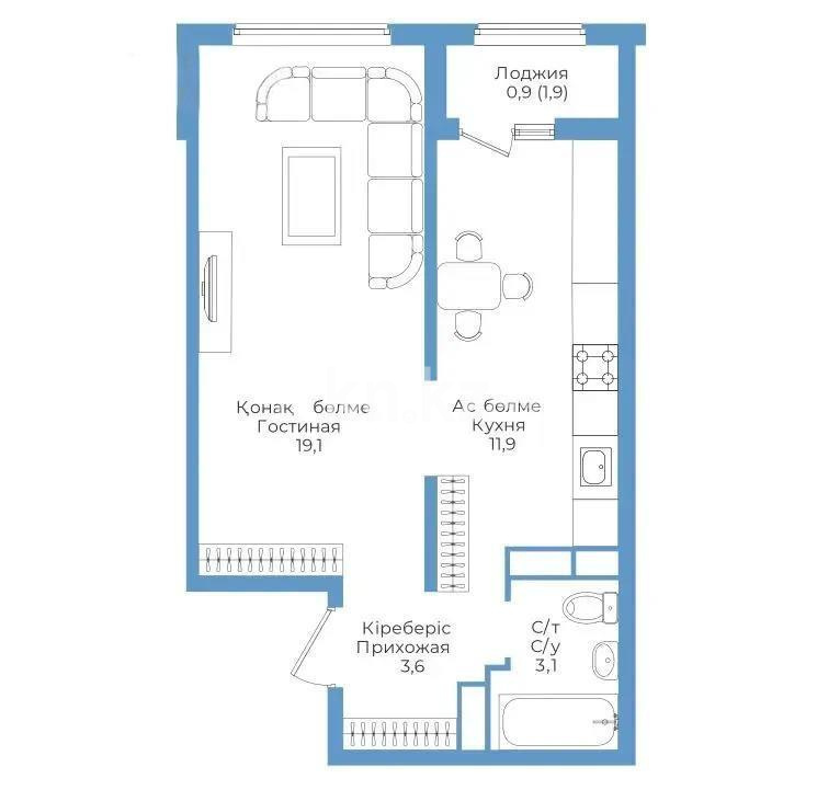 Продажа 1-комнатной квартиры, 39.1 м², пр. Райымбека, дом  590/16 в Алматы