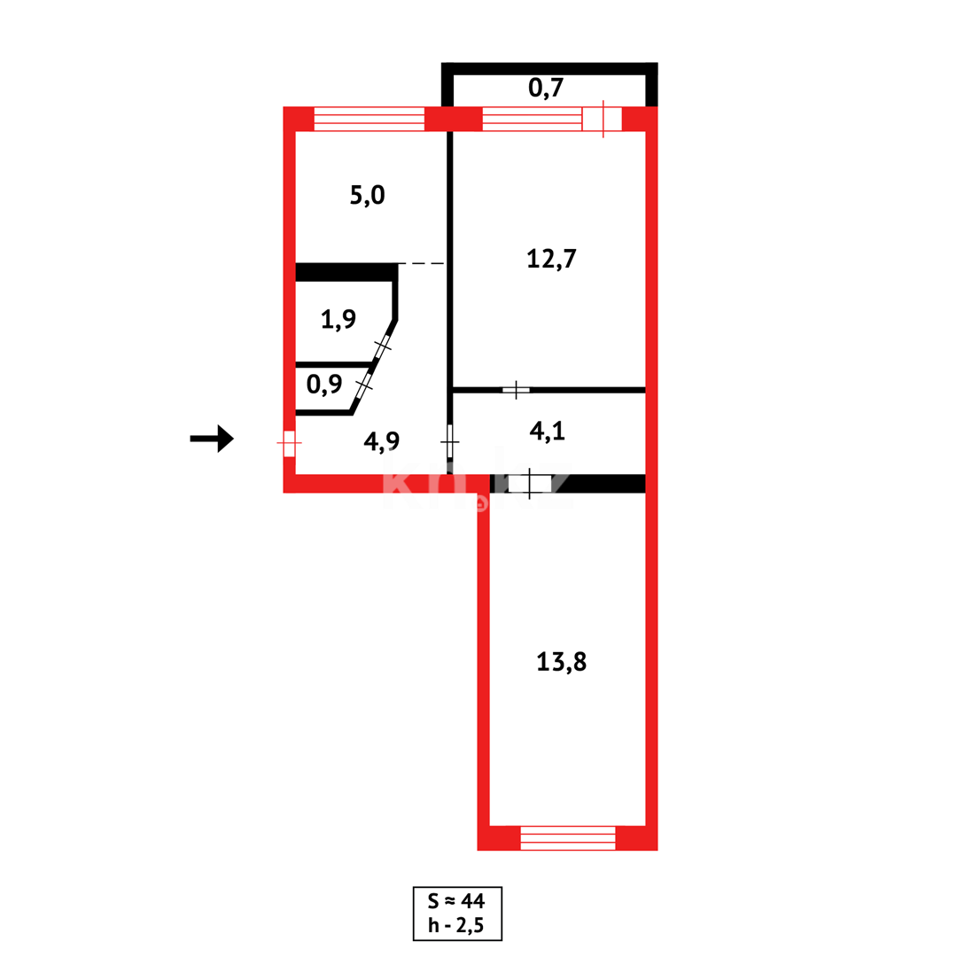 Продажа 2-комнатной квартиры, 44 м² в Караганде - фото 7
