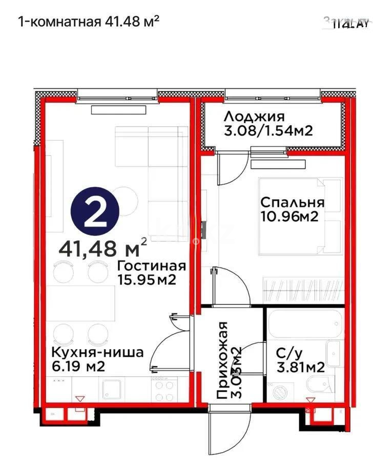 Продажа 1-комнатной квартиры, 41.48 м², ул. Е-915, дом  12 в Астане