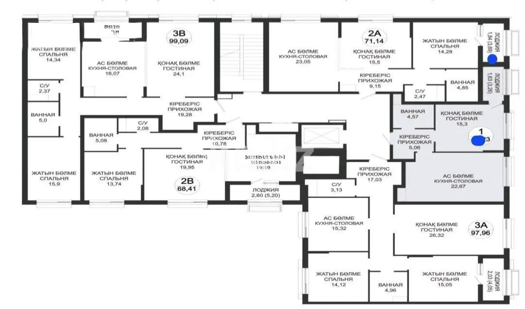 Продажа 1-комнатной квартиры, 52 м² в Астане