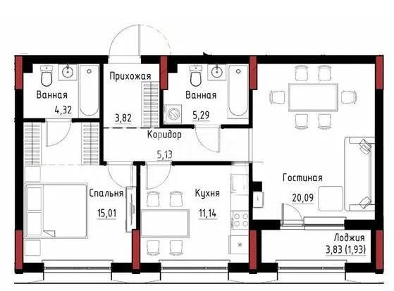 Продажа 2-комнатной квартиры, 65 м² в Астане