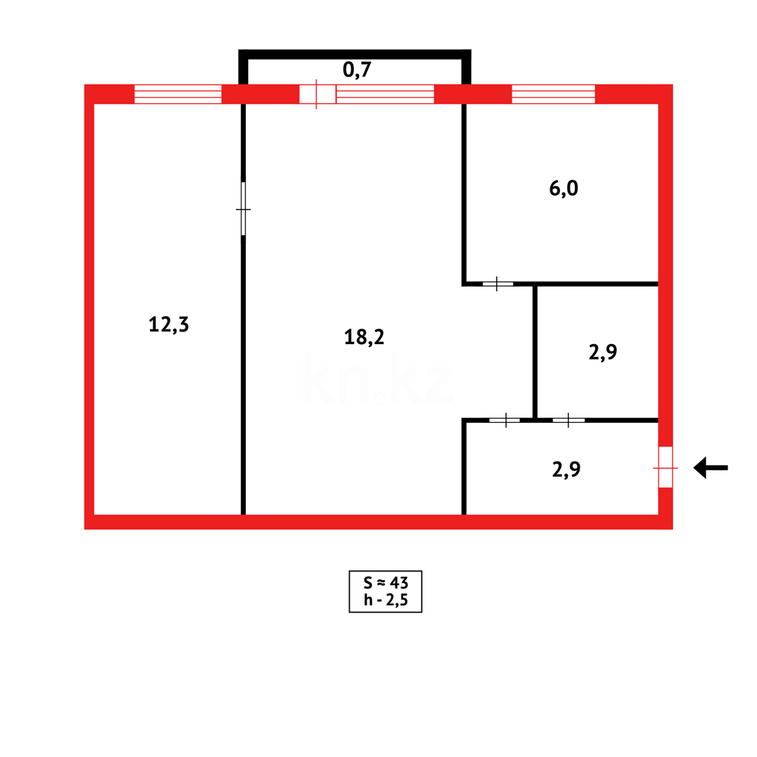 Продажа 2-комнатной квартиры, 43 м² в Караганде - фото 12