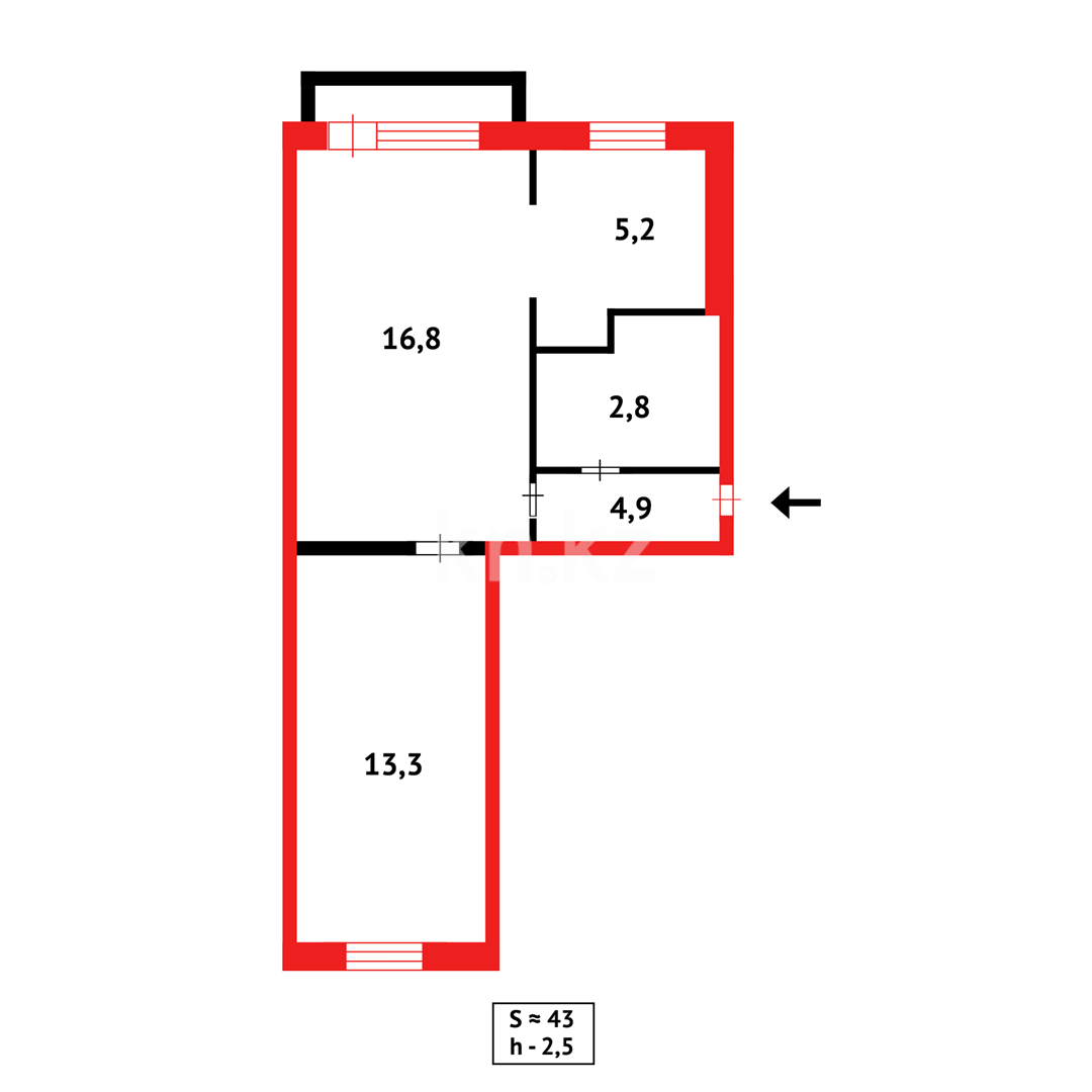 Продажа 2-комнатной квартиры, 45 м², 7-й мкр. в Темиртау - фото 5