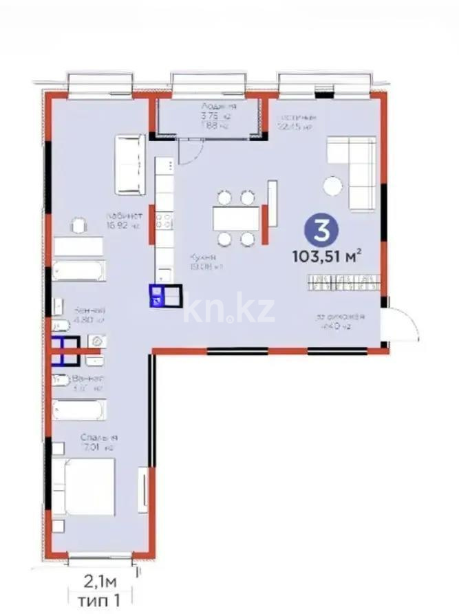Продажа 3-комнатной квартиры, 104 м² в Алматы