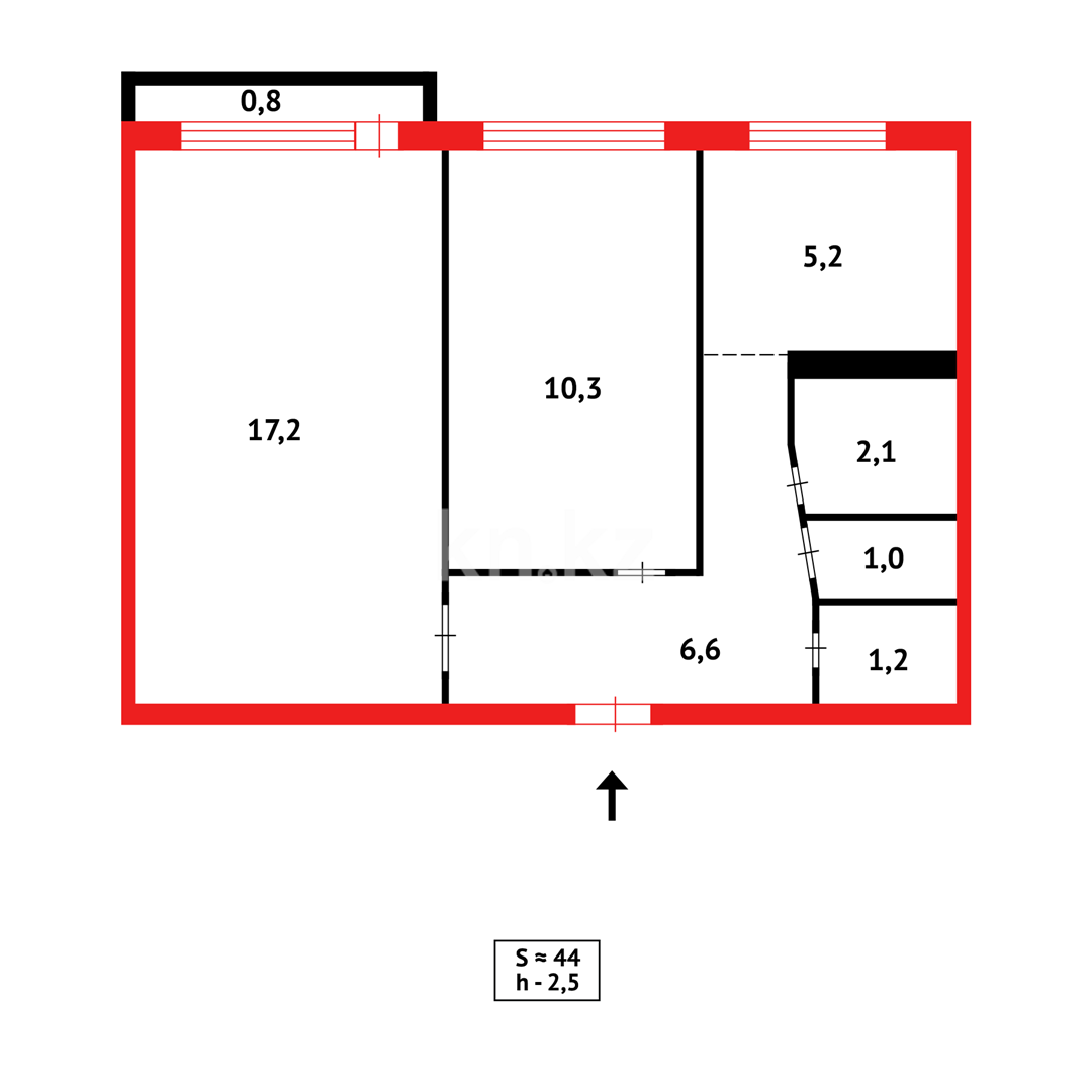 Продажа 2-комнатной квартиры, 44 м², ул. Гапеева в Караганде - фото 13