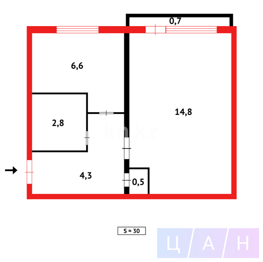 Продажа 1-комнатной квартиры, 30.8 м², ул. Кужанова, дом  15 в Сарани - фото 6