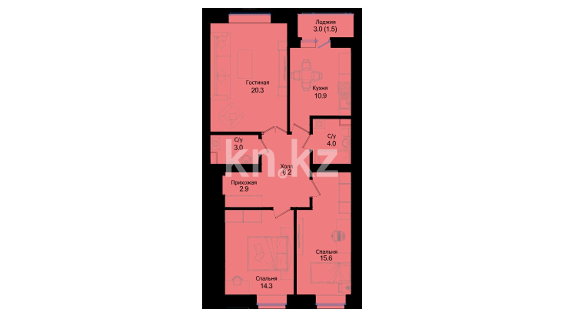 ЖК Galaxy Star, 3-комнатная, цена 43 174 500 ₸, 535 000 ₸&nbsp;/&nbsp;м²