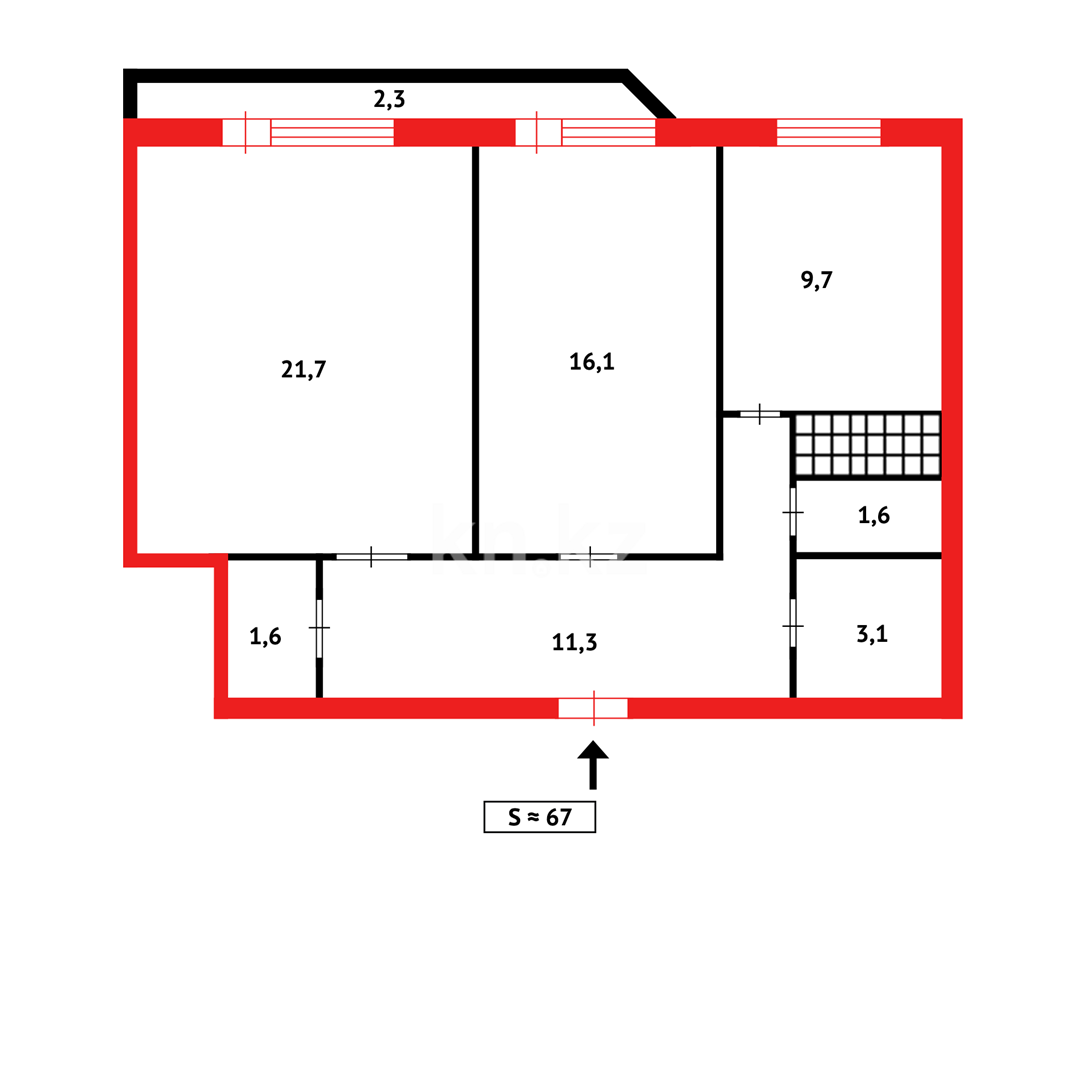 Продажа 2-комнатной квартиры, 68 м², ул. Момышулы, дом  26/3 в Караганде - фото 18