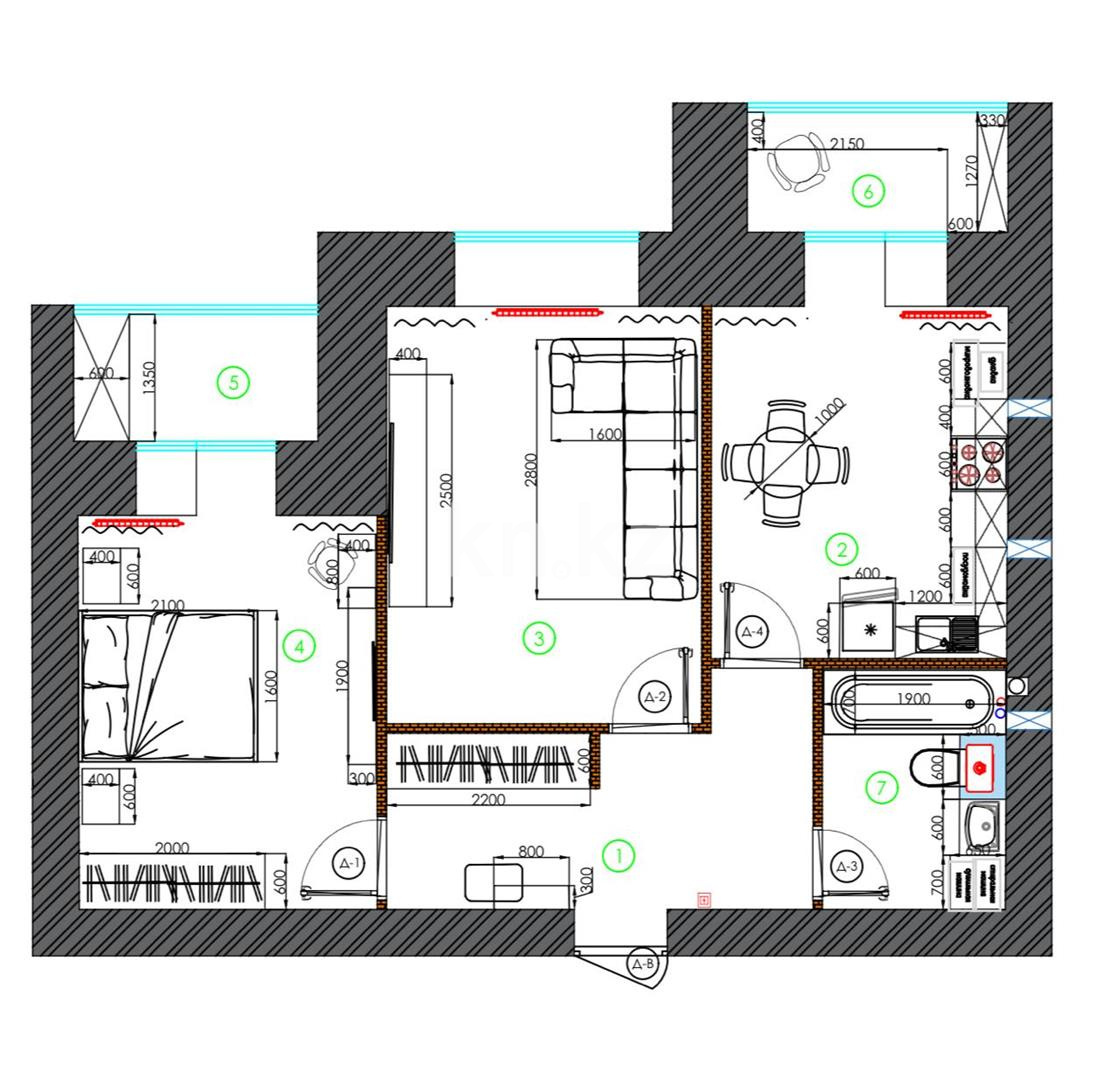 Продажа 2-комнатной квартиры, 60 м² в Караганде - фото 11