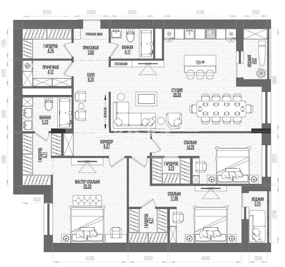 Продажа 4-комнатной квартиры, 144.87 м² в Астане