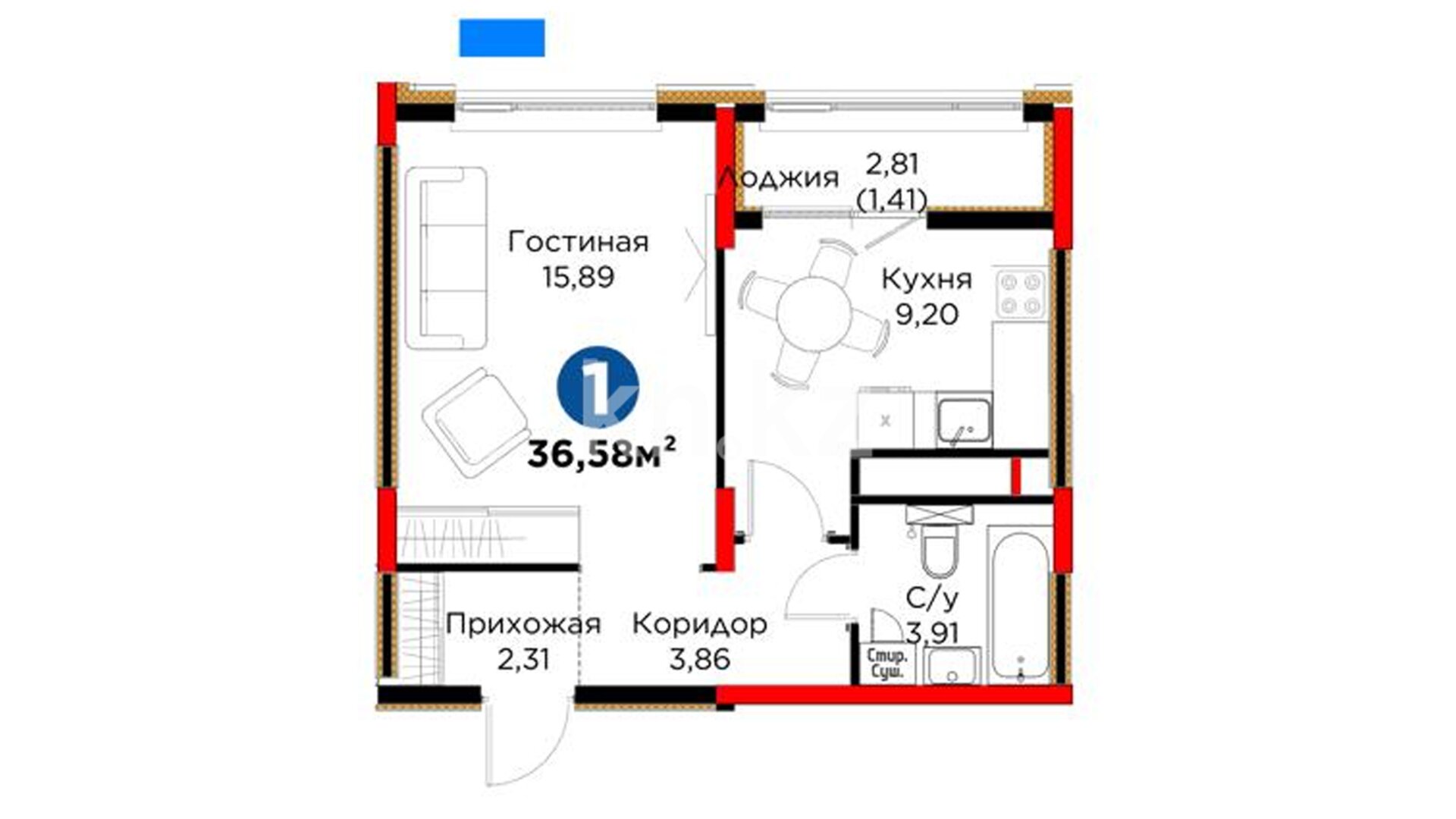 ЖК Alem Dara, 1-комнатная, цена 25 351 123 ₸, 693 033 ₸&nbsp;/&nbsp;м²