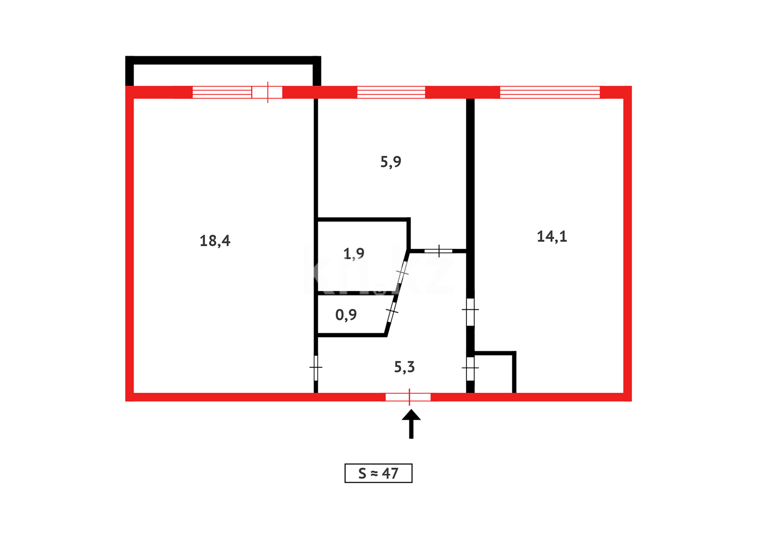 Продажа 2-комнатной квартиры, 46 м², 6А квартал в Темиртау - фото 8