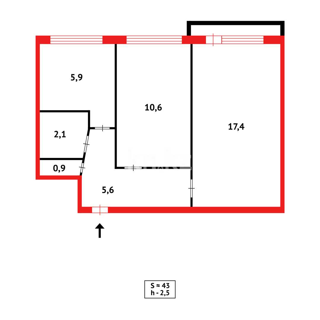 Продажа 2-комнатной квартиры, 44 м² в Караганде - фото 6