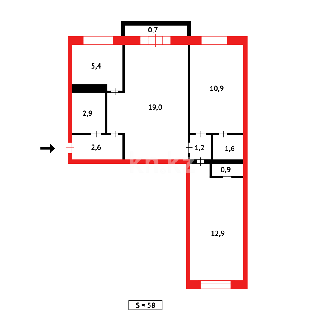 Продажа 3-комнатной квартиры, 59 м² в Караганде - фото 13
