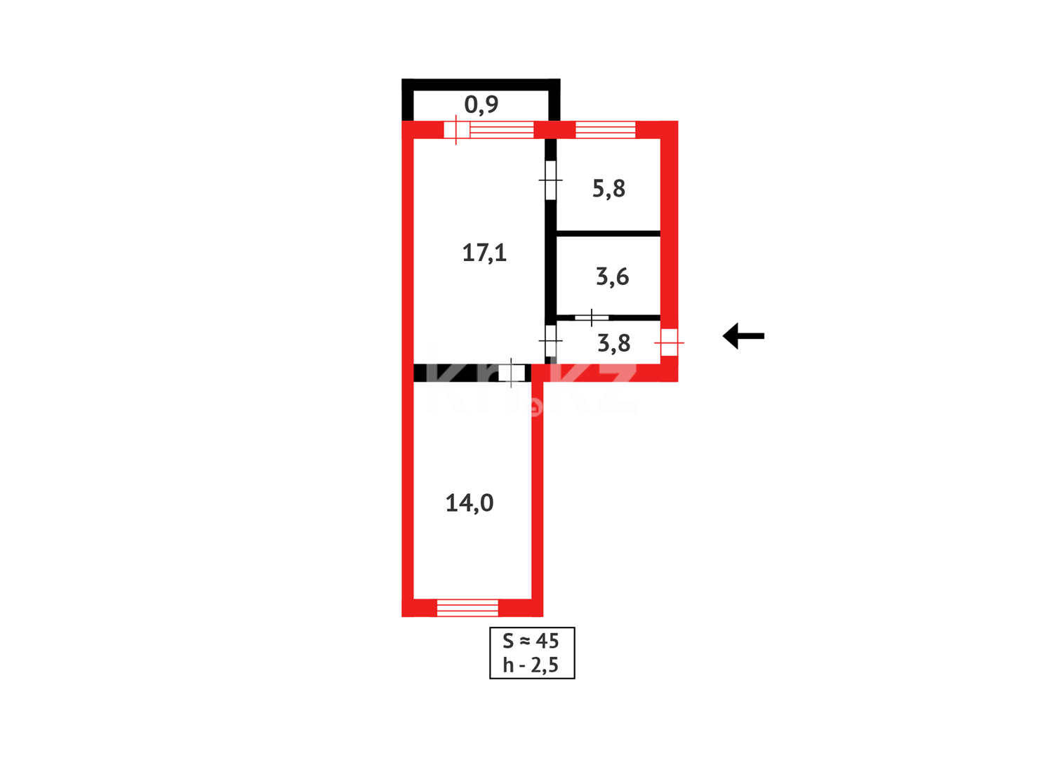 Продажа 2-комнатной квартиры, 45 м² в Абае - фото 12