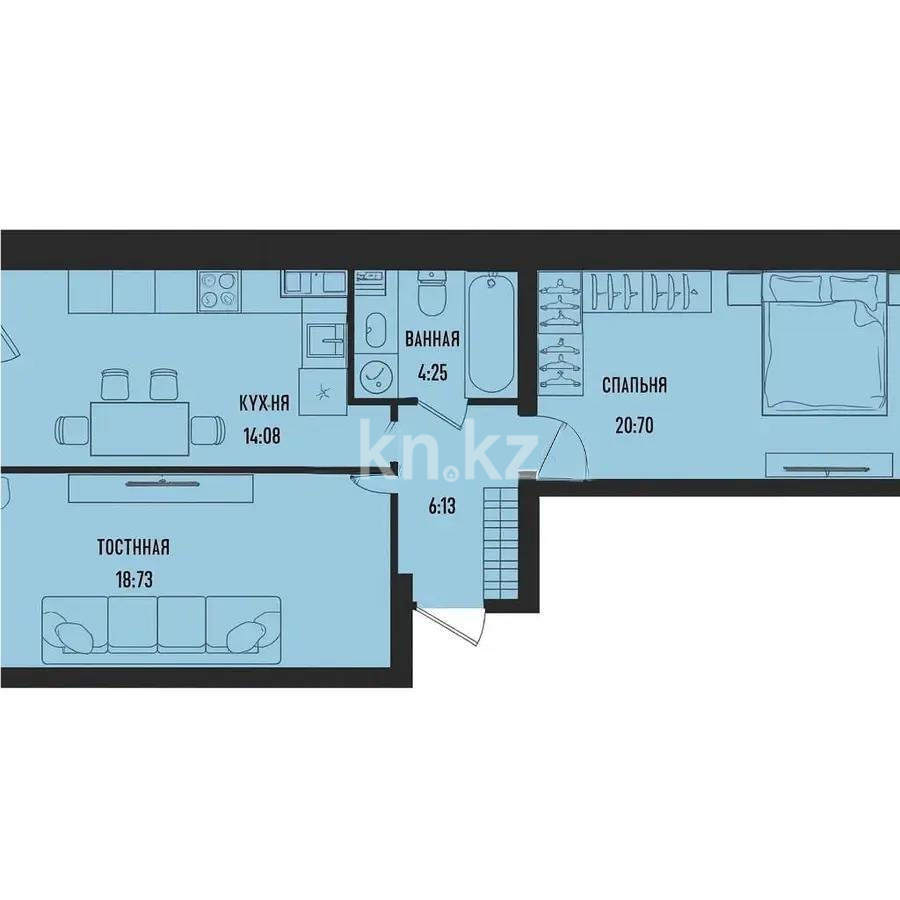 Продажа 2-комнатной квартиры, 64.2 м², ул. Серкебаева, дом  49 в Астане