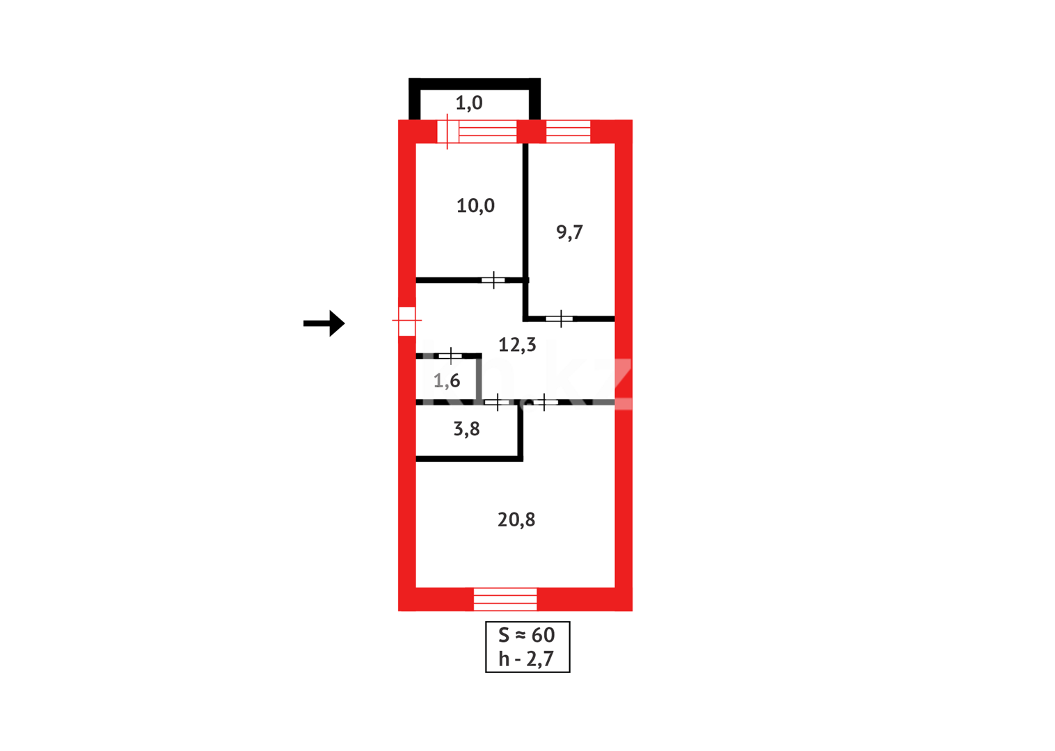 Продажа 2-комнатной квартиры, 59.2 м² в Астане - фото 13