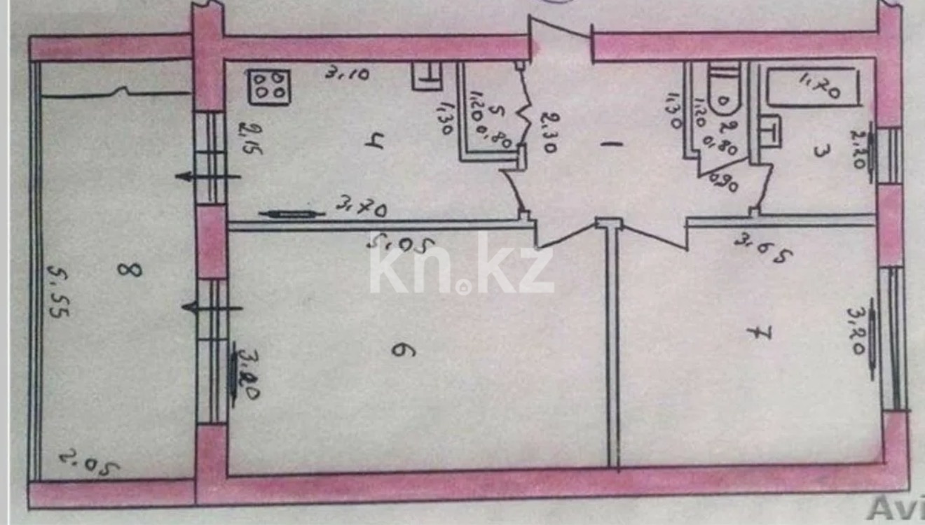 Продажа 2-комнатной квартиры, 59.5 м² в Шымкенте