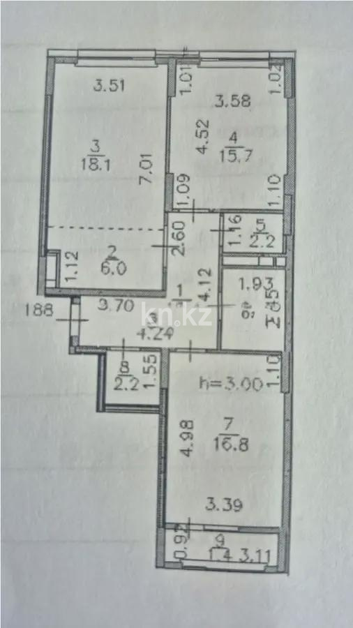 Продажа 3-комнатной квартиры, 78 м² в Астане
