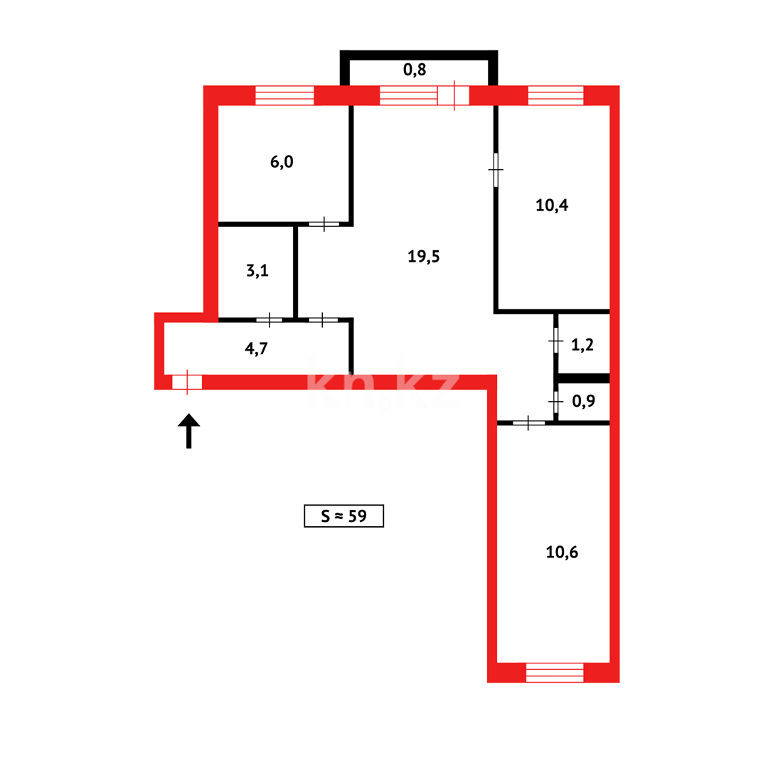 Продажа 3-комнатной квартиры, 59 м², ул. Чернышевского в Темиртау - фото 16