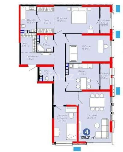 Продажа 4-комнатной квартиры, 139 м² в Алматы - фото 4