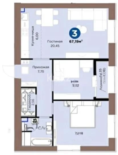 Продажа 3-комнатной квартиры, 67.19 м² в Астане - фото 3