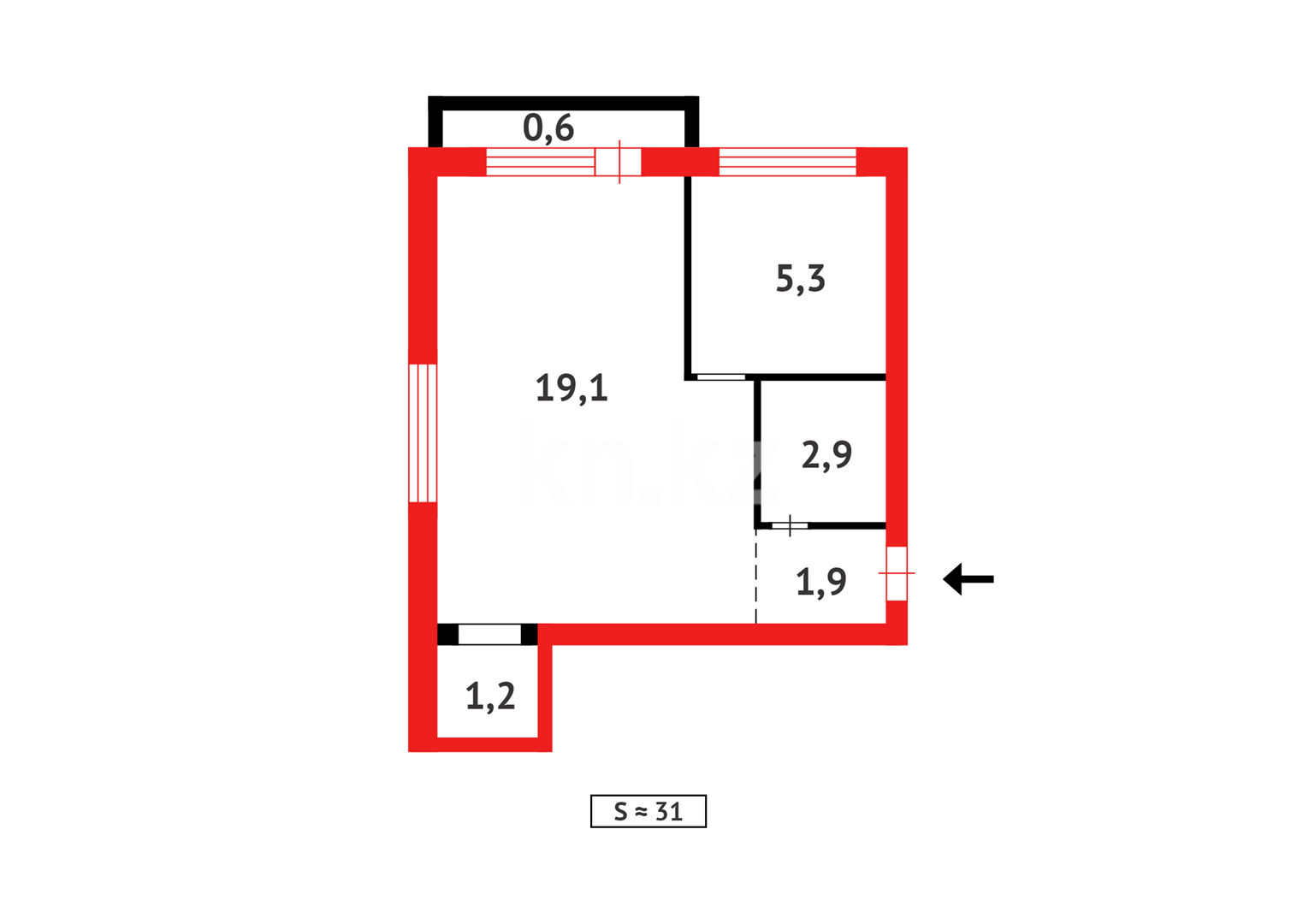 Продажа 1-комнатной квартиры, 31 м² в Караганде - фото 9