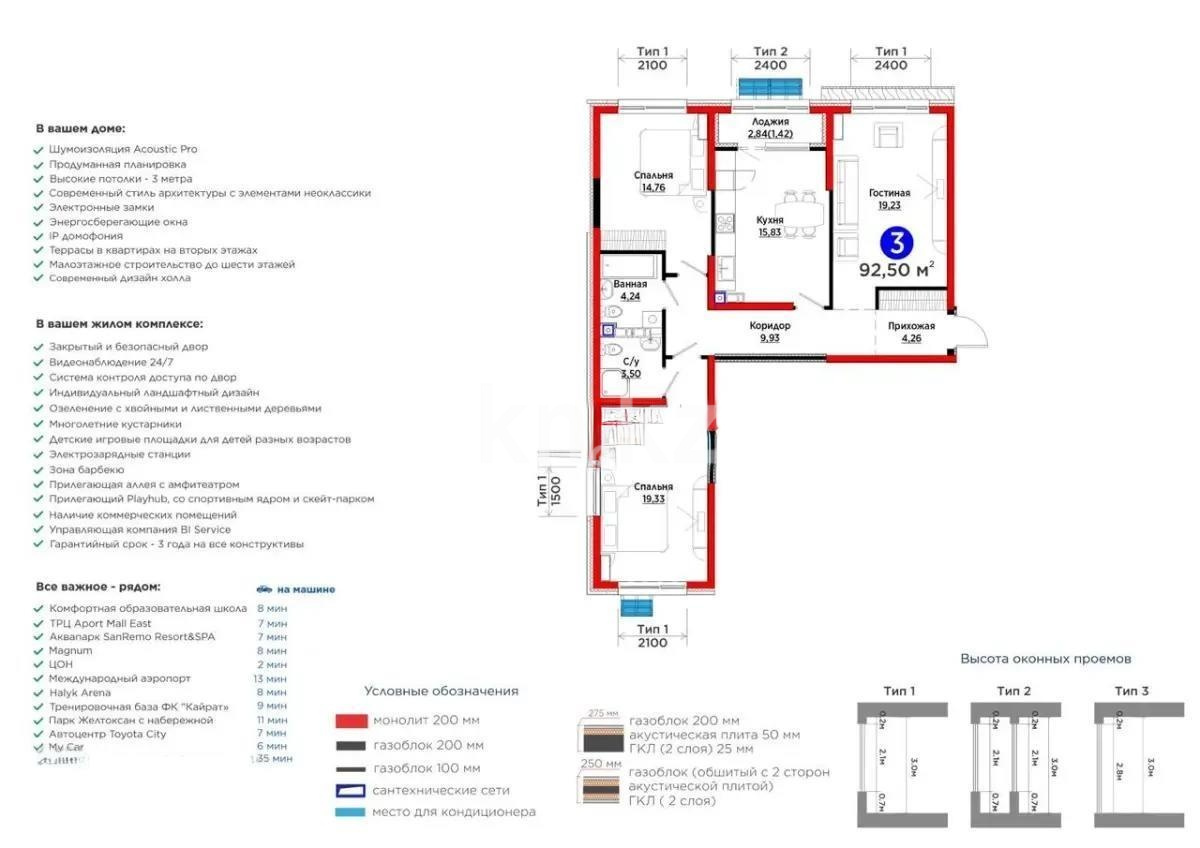 Продажа 3-комнатной квартиры, 92.5 м² в Алматы