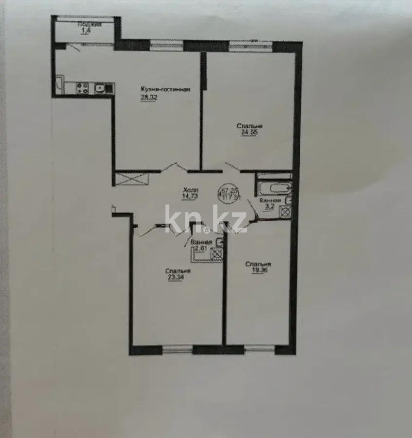 Продажа 4-комнатной квартиры, 117.5 м², пр. Мангилик Ел, дом  68б в Астане