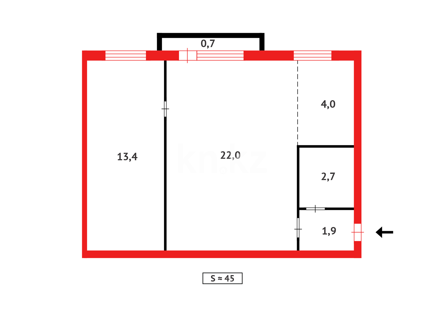 Продажа 2-комнатной квартиры, 44 м² в Караганде - фото 13