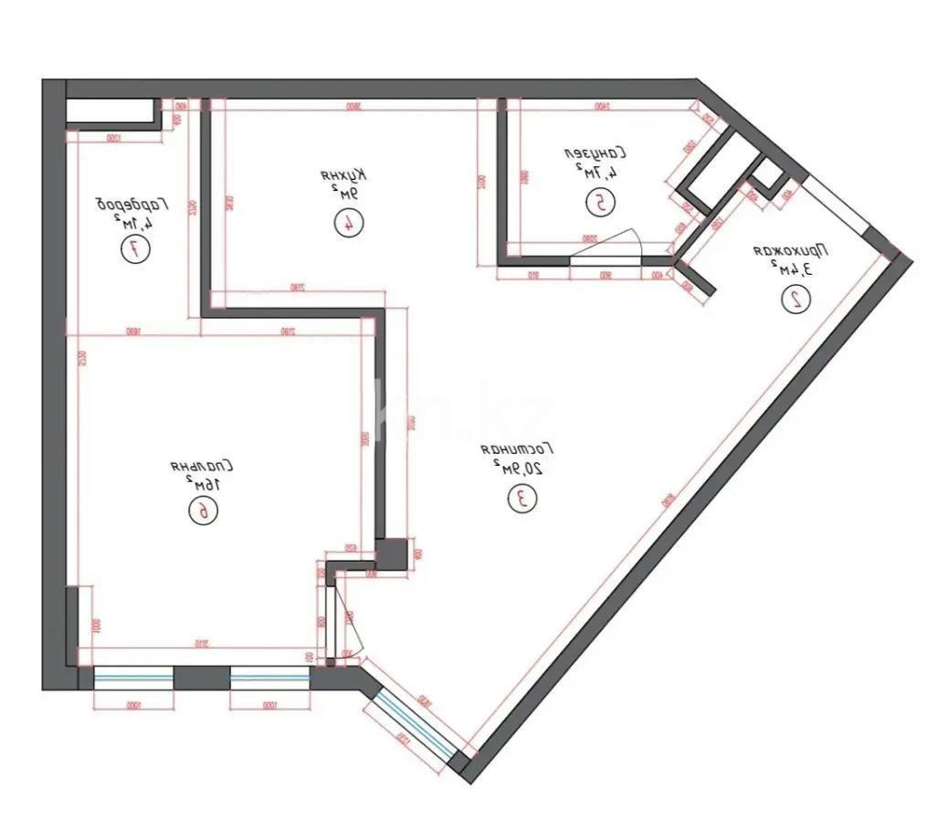 Продажа 2-комнатной квартиры, 59.3 м² в Астане - фото 3