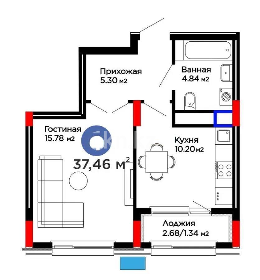 Продажа 1-комнатной квартиры, 37 м² в Караганде - фото 4