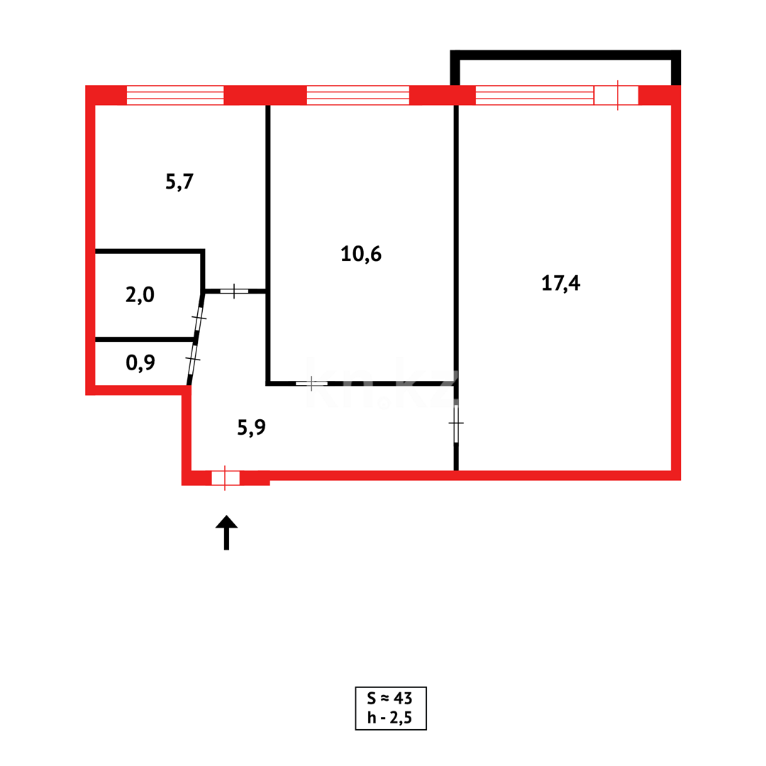 Продажа 2-комнатной квартиры, 44 м² в Караганде - фото 13