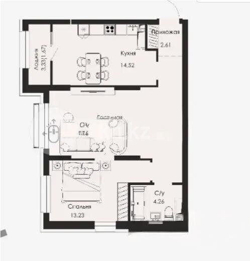 Продажа 2-комнатной квартиры, 62.8 м² в Алматы