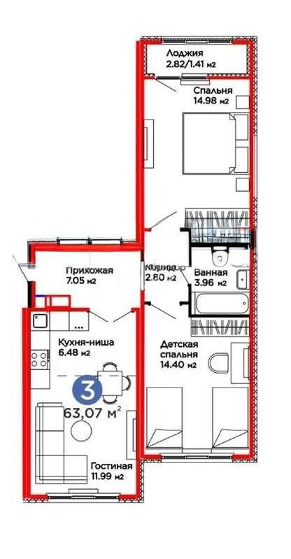 Продажа 3-комнатной квартиры, 63.7 м², пр. Улы Дала, дом  14 стр в Астане