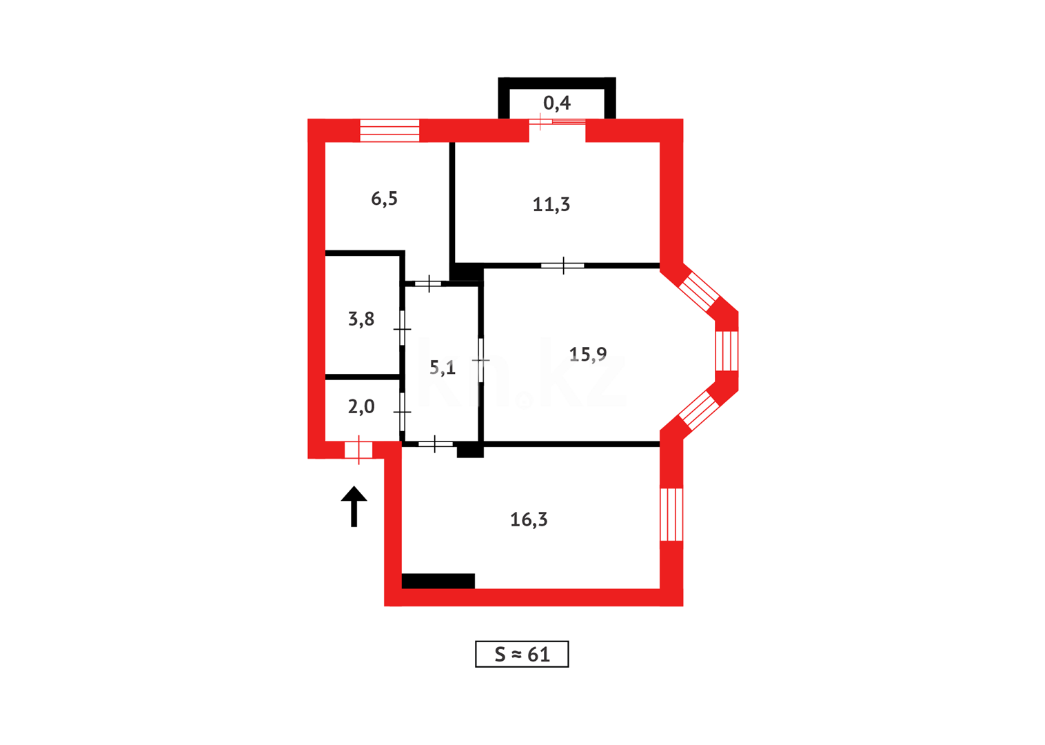 Продажа 3-комнатной квартиры, 61 м², ул. Ермекова в Караганде - фото 12