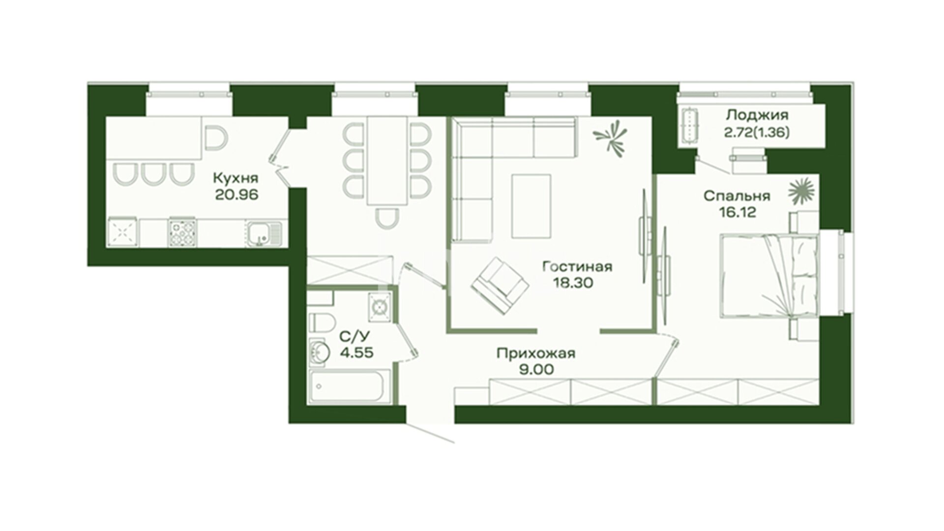 ЖК Sardar Compass, 2-комнатная, цена 40 065 300 ₸, 570 000 ₸&nbsp;/&nbsp;м²