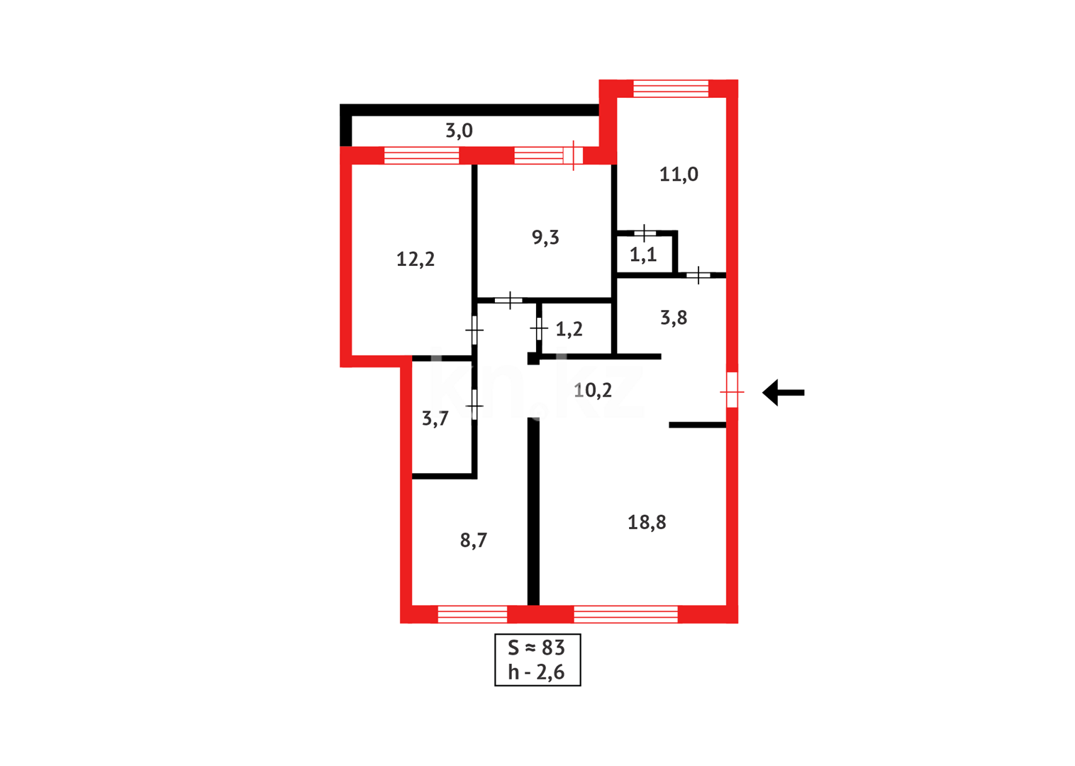 Продажа 4-комнатной квартиры, 83 м², мкр-н Степной-2, дом  2 в Караганде - фото 19
