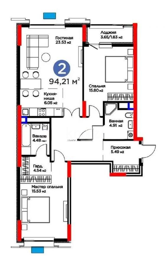 Продажа 3-комнатной квартиры, 95 м² в Астане