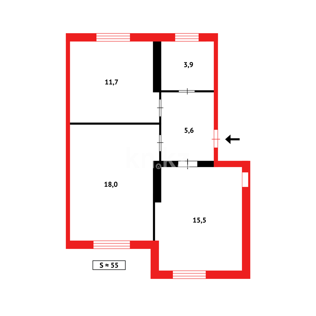 Продажа 2-комнатной квартиры, 55 м² в Караганде - фото 14