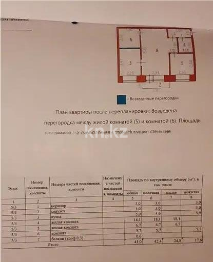 Продажа 2-комнатной квартиры, 43 м², ул. Гоголя, дом  57 в Караганде