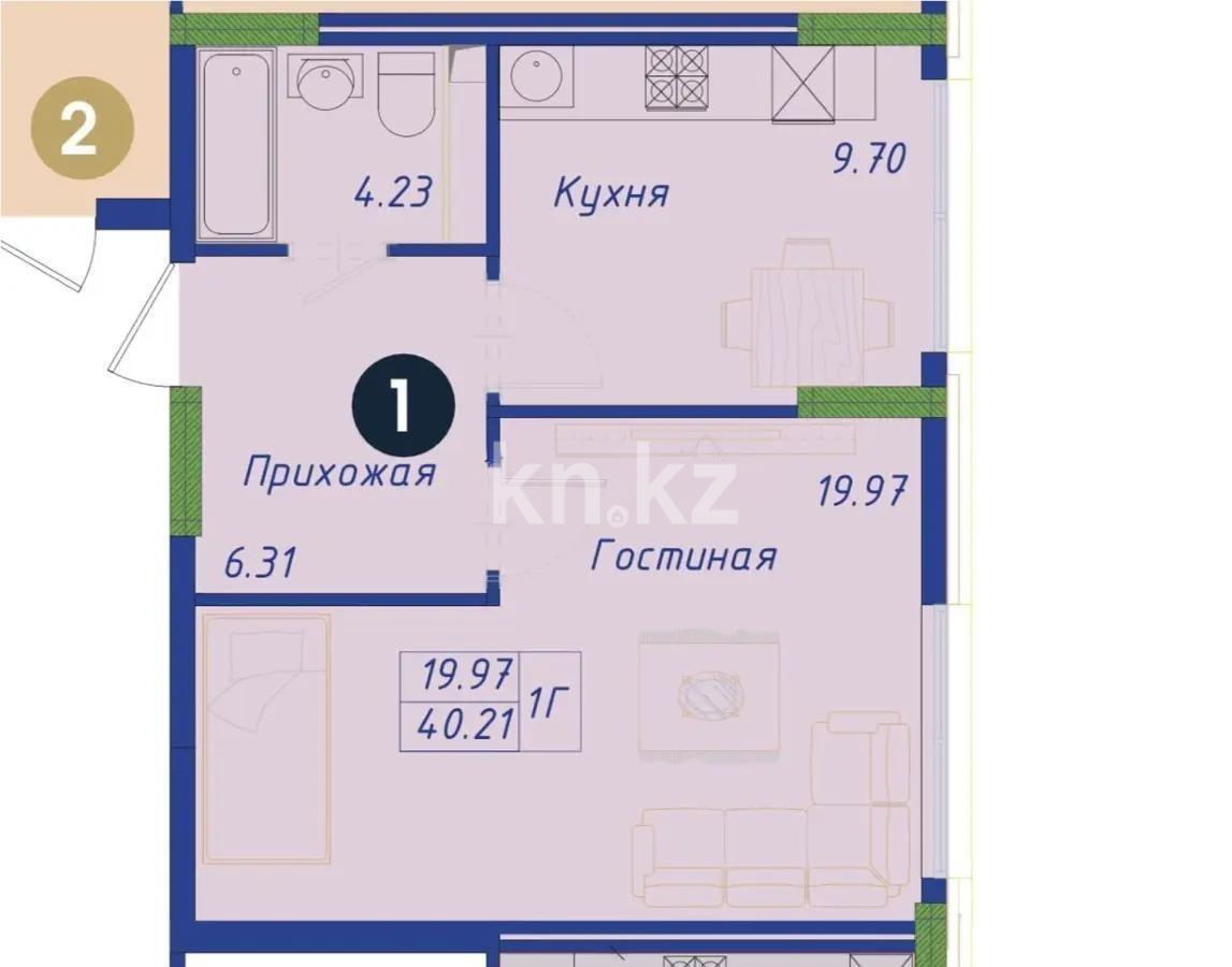 Продажа 2-комнатной квартиры, 40.21 м² в Астане - фото 6