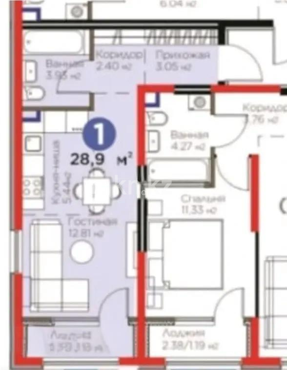 Продажа 1-комнатной квартиры, 28.9 м² в Алматы - фото 2